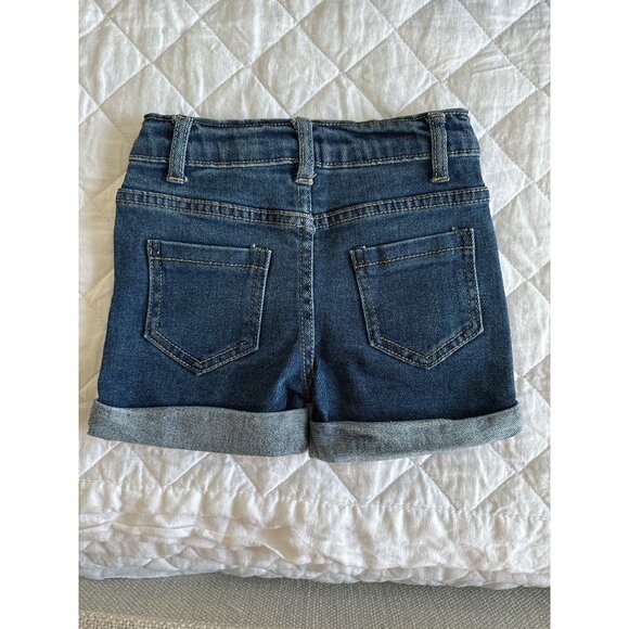 Sunflower Open Shoulder Denim Short Set, Small, 3T, Girls', blue, yellow - Picture 8 of 10